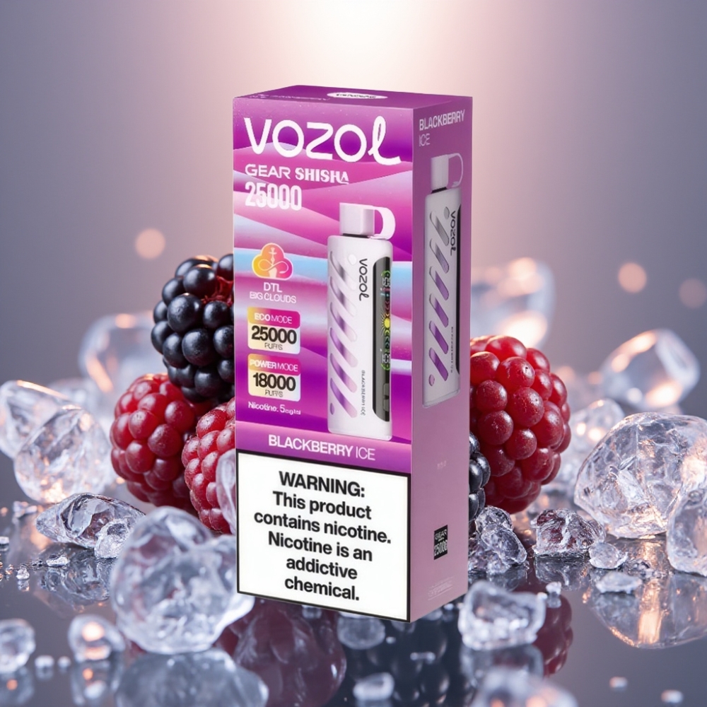 VOZOL Gear Shisha 25000 Puffs Mustajää SiLC Tech Dual Mesh
