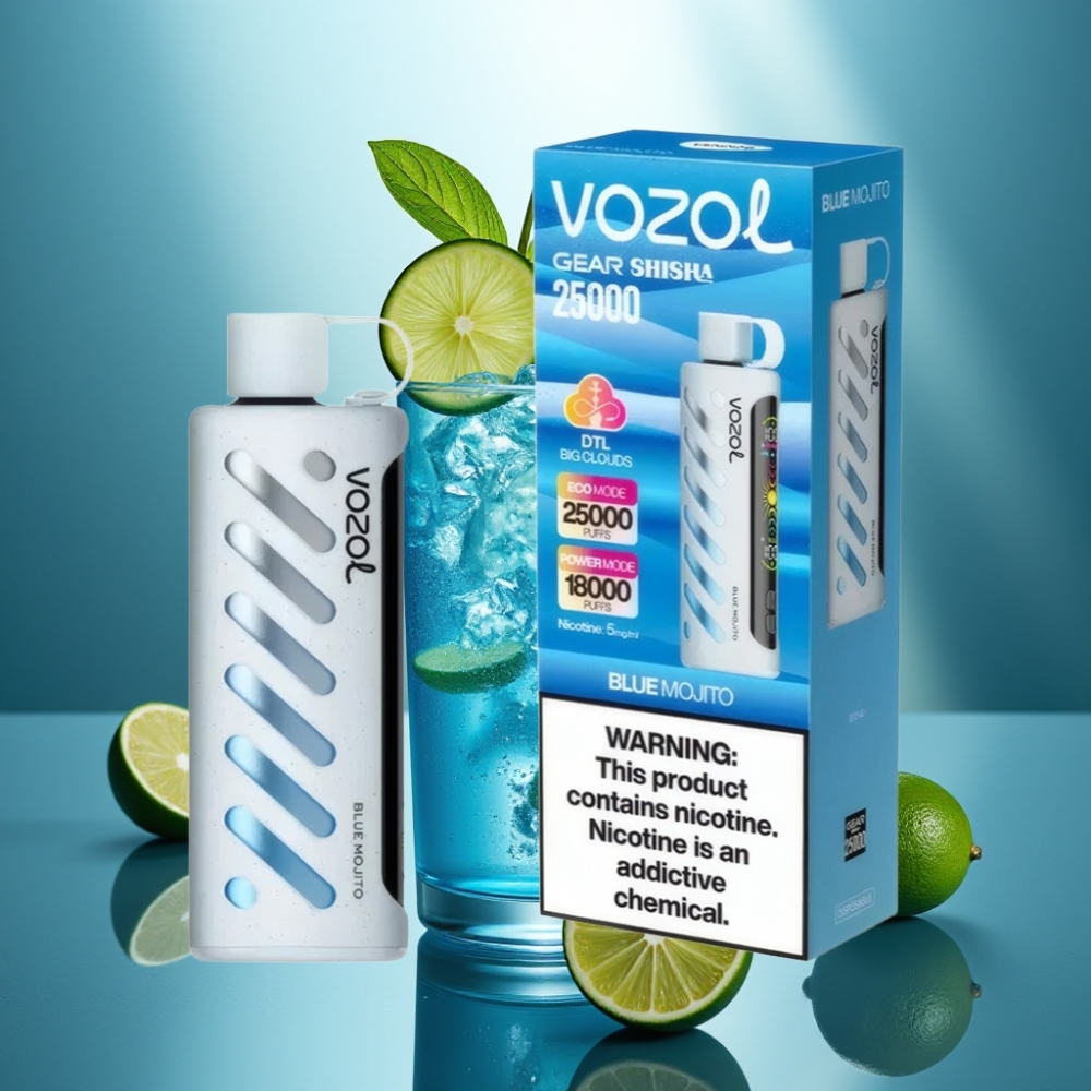 VOZOL Gear Shisha 25000 Puffs Sininen Mojito - Dual Mesh Dual Modes - 1000mAh