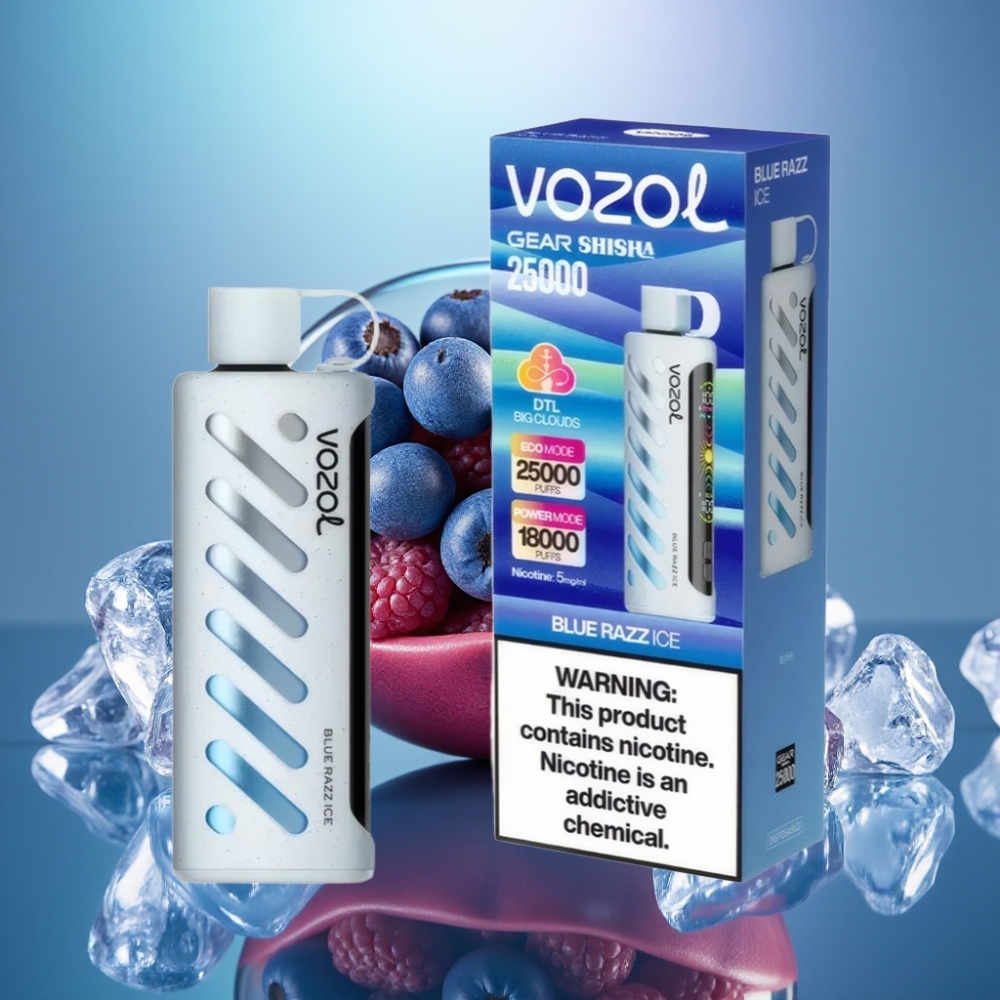 VOZOL Gear Shisha 25000 Puffs Sininen Vadelma-Jää Dual Mesh Dual Modes 1000mAh