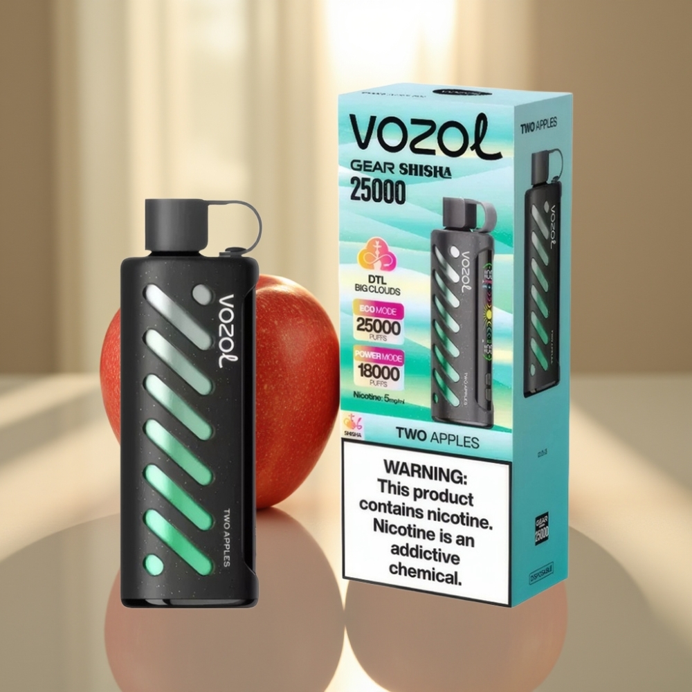 VOZOL Gear Shisha 25000 Pussit Kaksi Omenaa - SiLC Tech  Dual Mesh