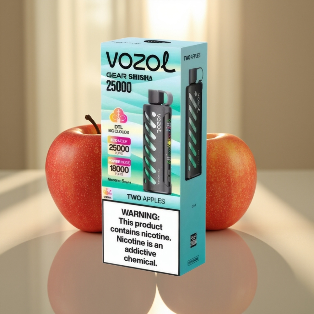 VOZOL Gear Shisha 25000 Pussit Kaksi Omenaa - SiLC Tech  Dual Mesh