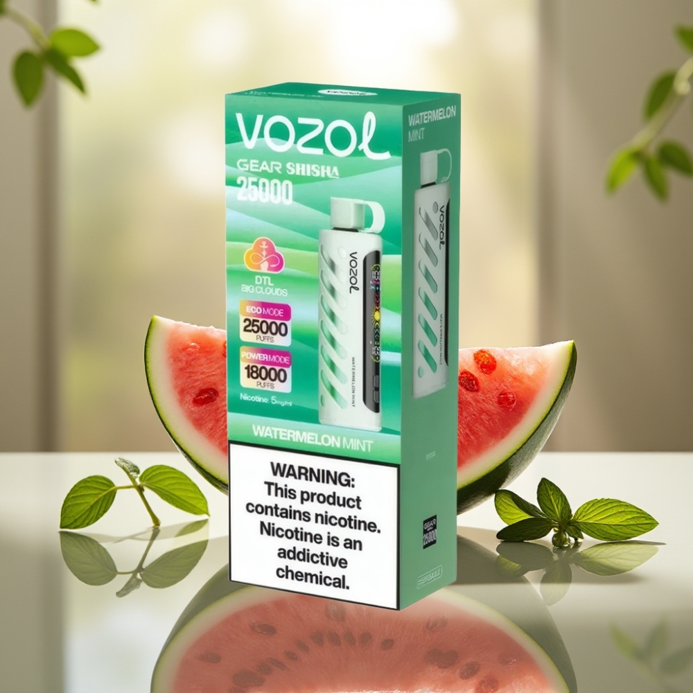 VOZOL Gear Shisha 25000 Tupakka Vesimelona Mint - 1000mAh Akku Dual Mesh