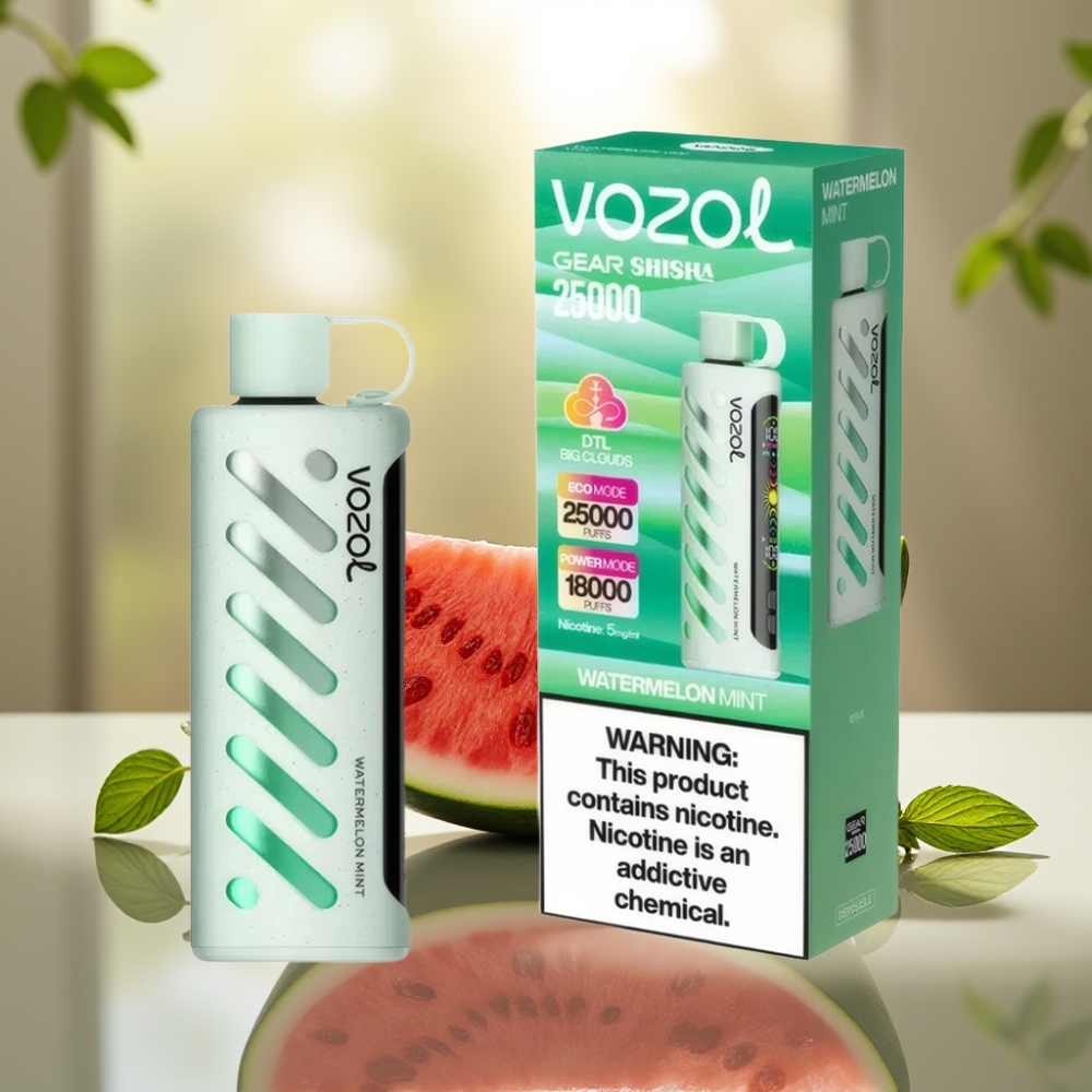 VOZOL Gear Shisha 25000 Tupakka Vesimelona Mint - 1000mAh Akku Dual Mesh