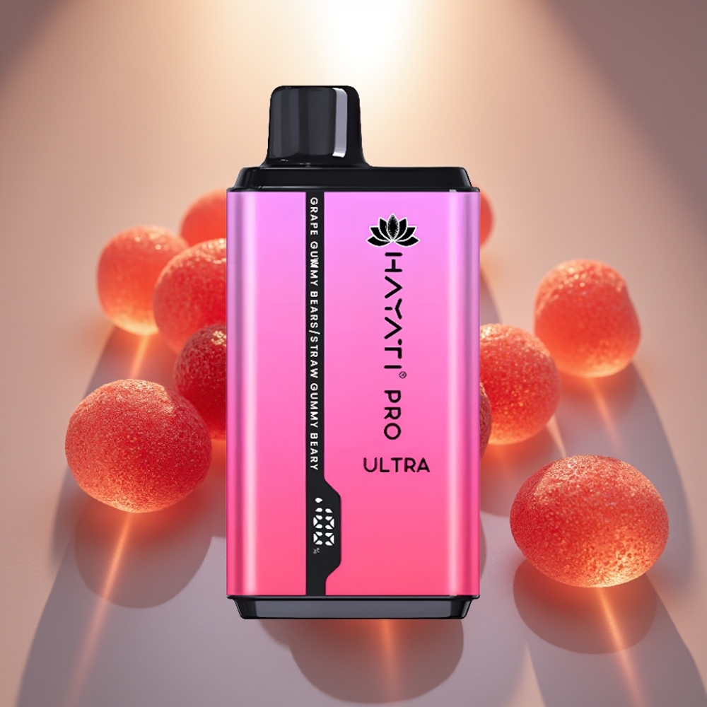 Hayati Pro Ultra 15000 Puffs Kertakäyttöhöyrystin Viinikumikarhu Mansikkakumikarhu – 850mAh 2×12ml