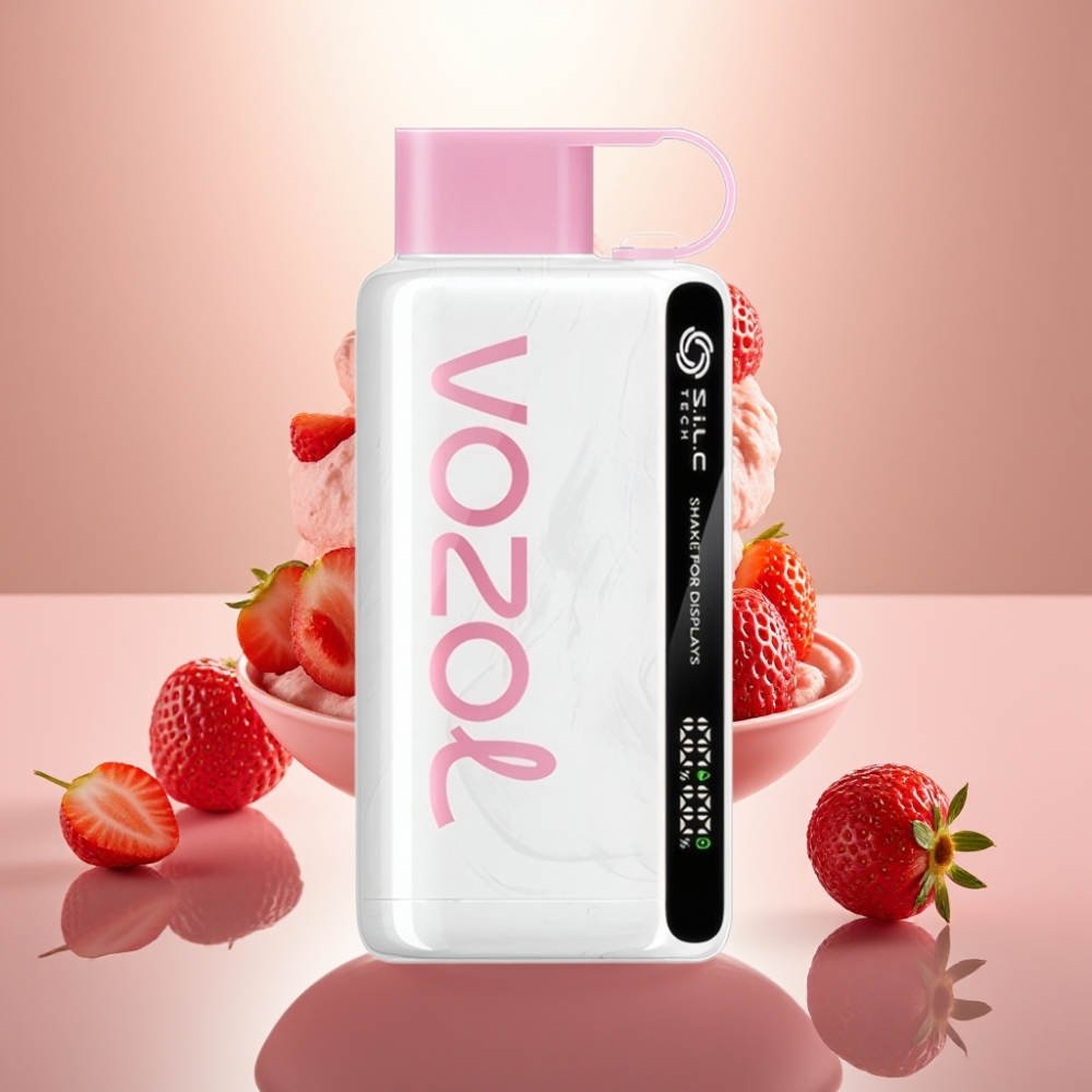 VOZOL STAR 9000/12000 Käytöstä poistettava höyrytin Mansikkajäätelö 650mAh 30% nopeampi lataus