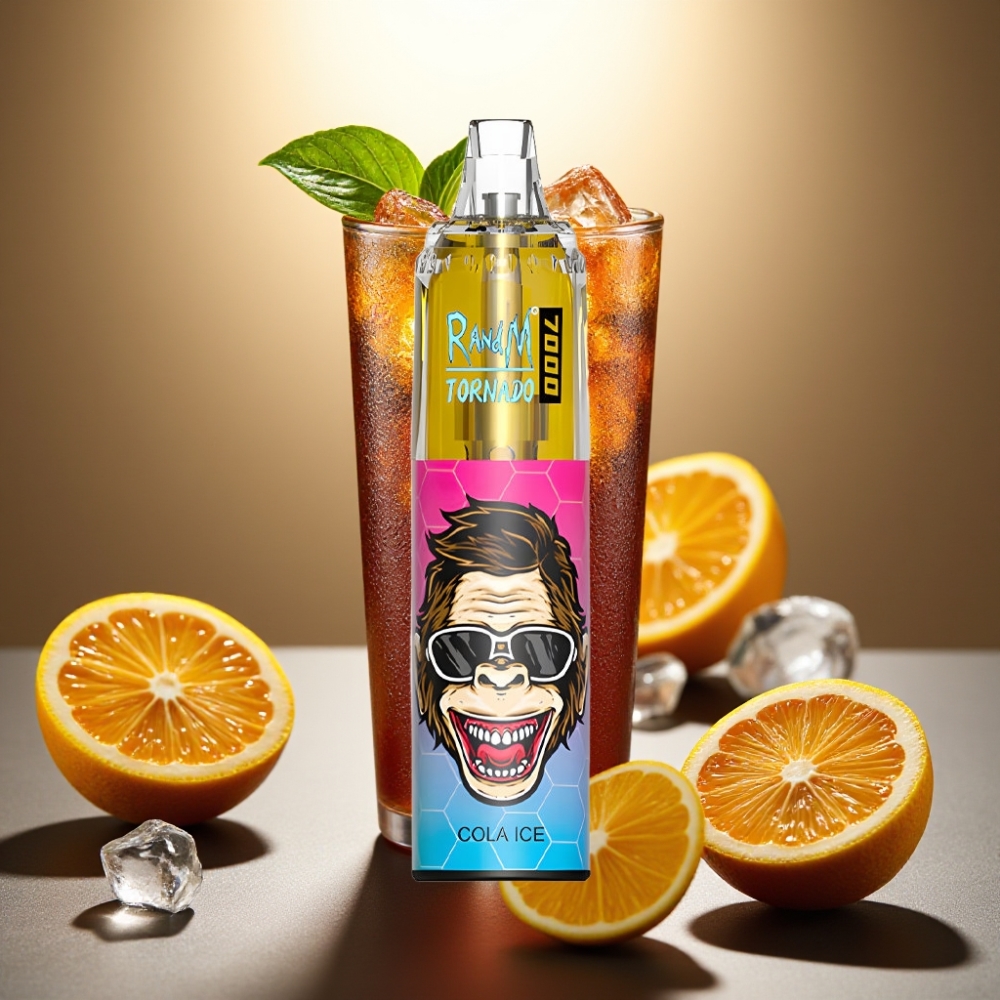 RandM Fumot Tornado 7000 Puffaa Käyttökelpoinen Vape Cola-Jää 14ML Täyttö