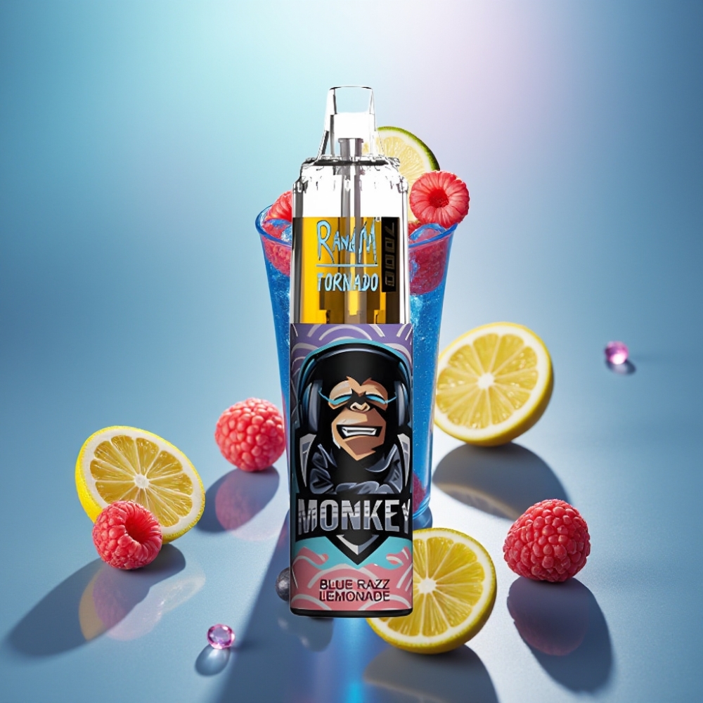 RandM Fumot Tornado 7000 Puffia Siirrettävä Vape Sininen Vadelma-Limonadi 14 ML Type-C