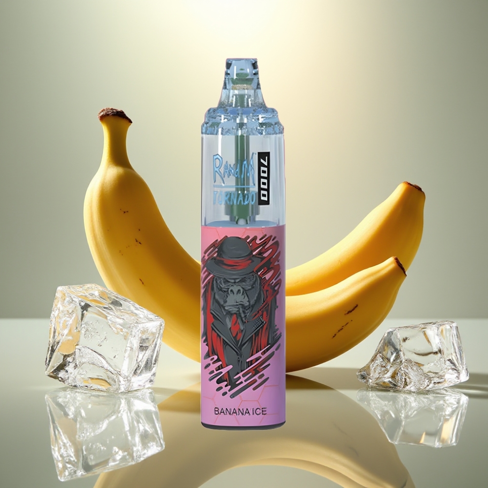 RandM Fumot Tornado 7000 Puffs Disposable Vape Banaanijää 14 ML E-neste Type-C