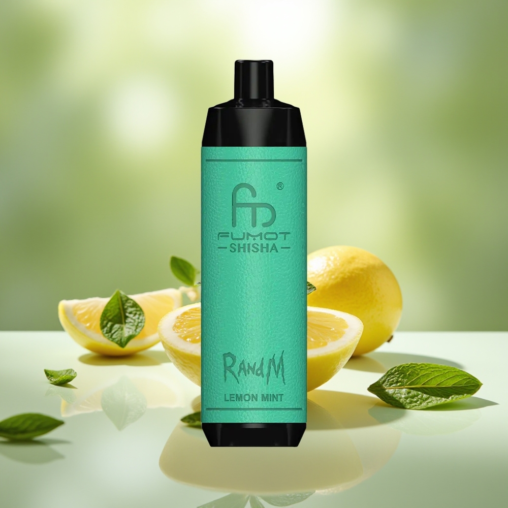 RandM Fumot Shisha 10000 Puffia Kertakäyttövape Sitruuna-Minttu 18ml 850mAh