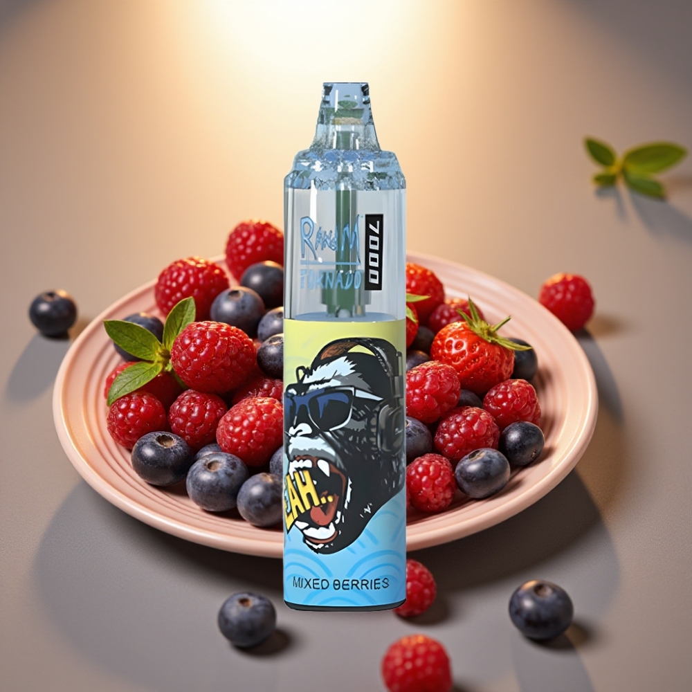 RandM Fumot Tornado 7000 Puffs Disposable Vape Sekamarat RGB-valo 14 ml neste