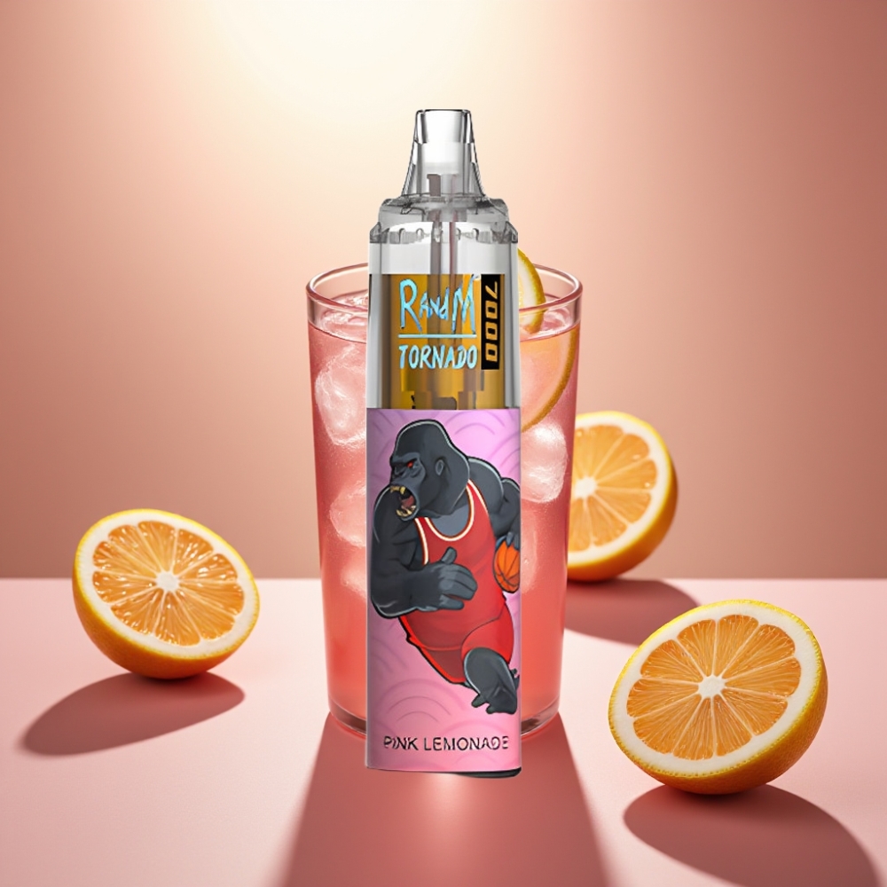 RandM Fumot Tornado 7000 Puffs Disposable Vape Vaaleanpunainen Sitruunalimsa – 14 ml 850 mAh Type-C