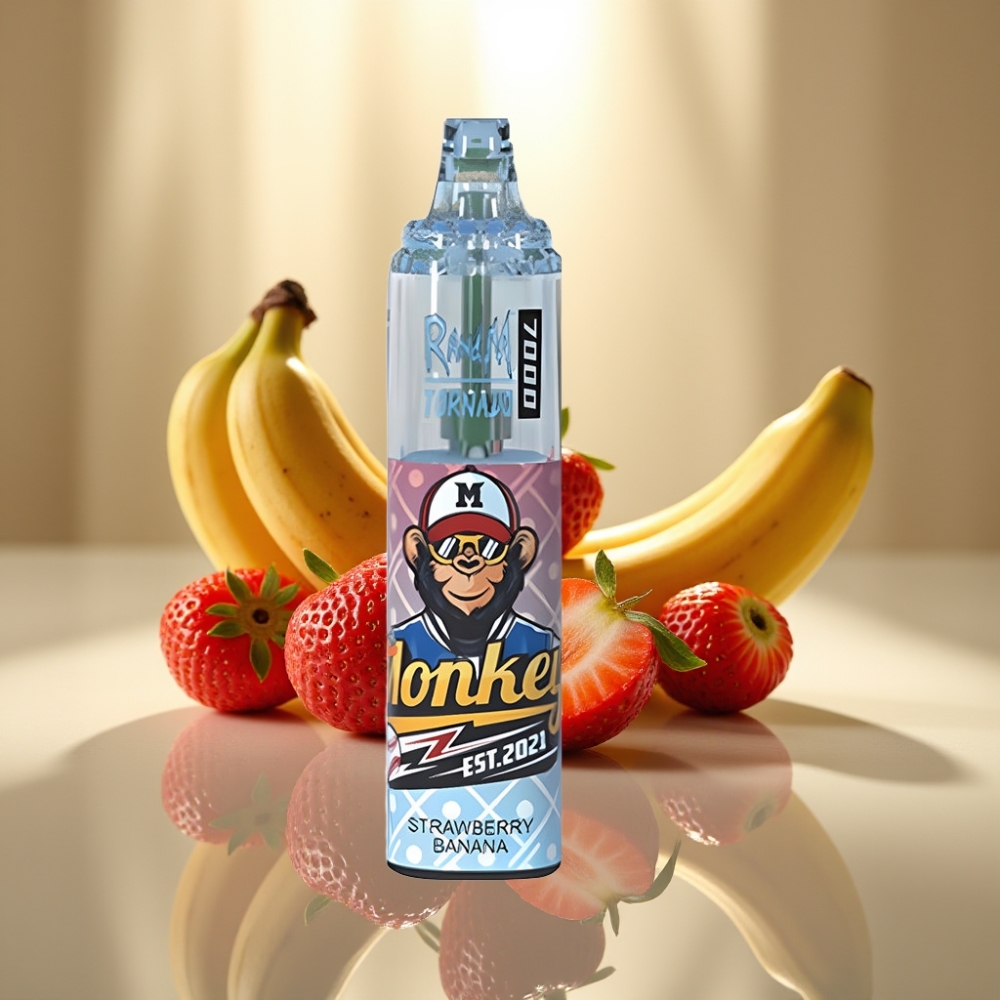 RandM Fumot Tornado 7000 Puffs Mansikka-Banaani 14 ML E-neste Type-C