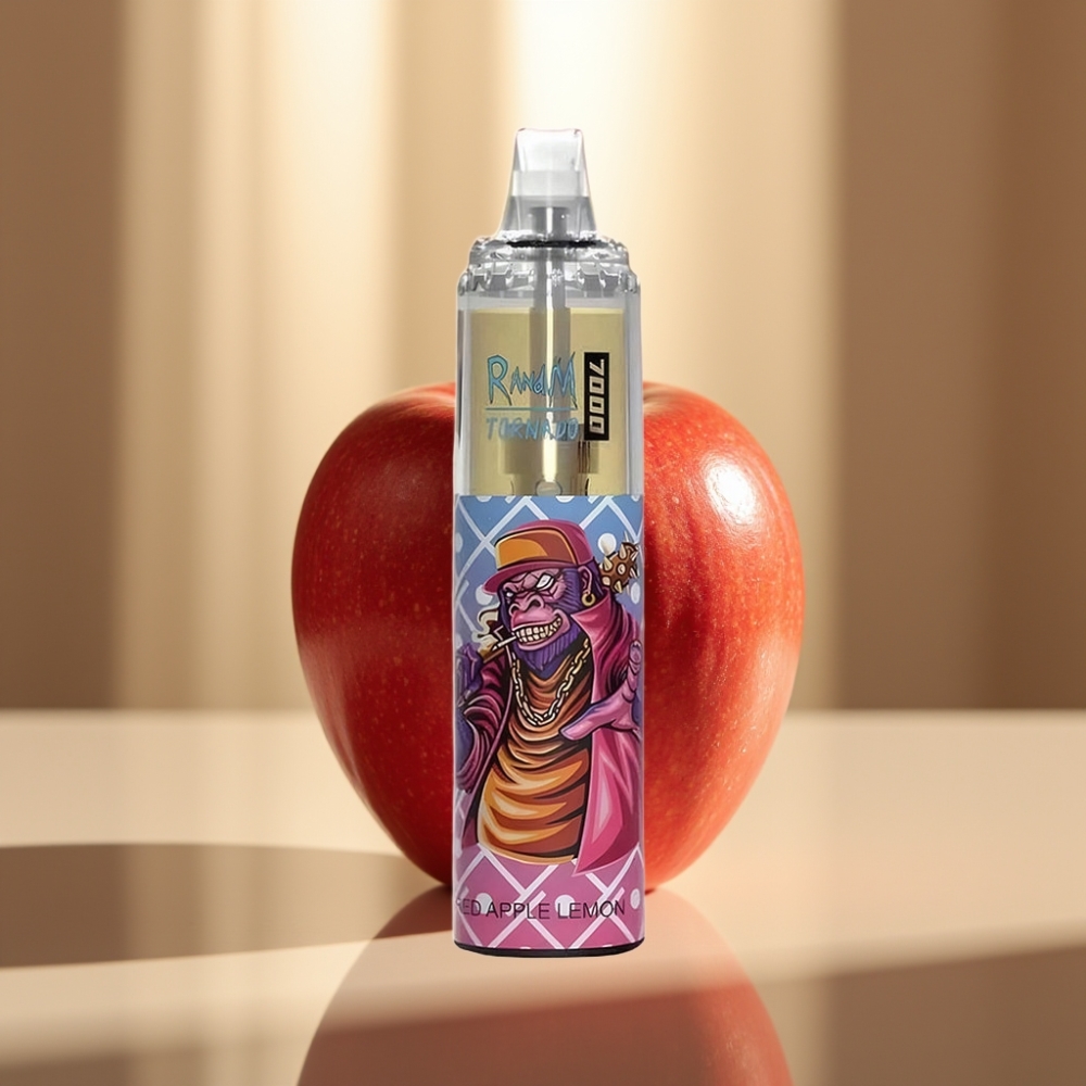 RandM Fumot Tornado 7000 Pussitka Disposable Vape Punainen Omena Sitruuna ja 850 MAH