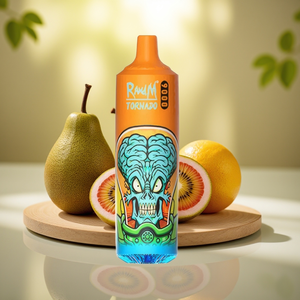 RandM Tornado 9000 Puffs 850 mAh Latauskelpoinen 18 mL Mesh Kiivi Passiohedelmä Guava