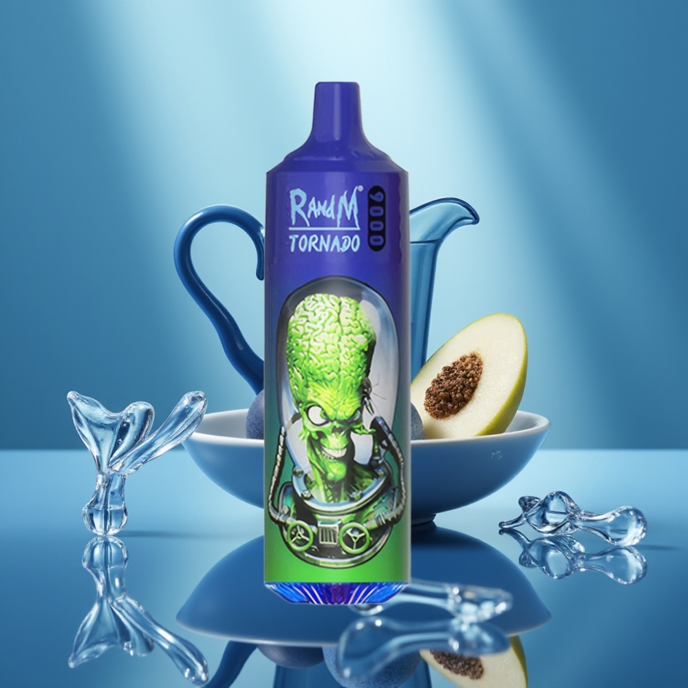 RandM Tornado 9000 Puffs Akku 850 mAh 18 mL Mesh-käämi RGB-näyttö Herra Sininen