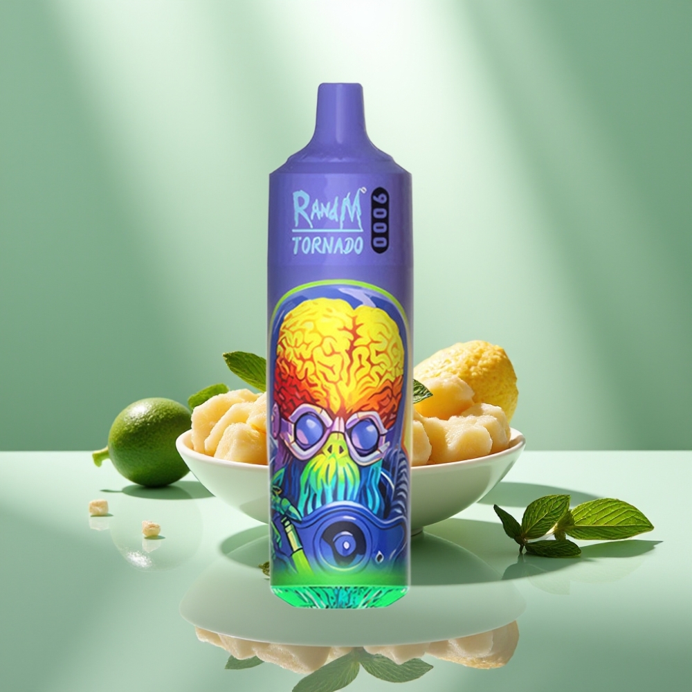 RandM Tornado 9000 Puffs Akku 850 mAh 18 mL Viileä Minttu Mesh-käämi RGB-näyttö