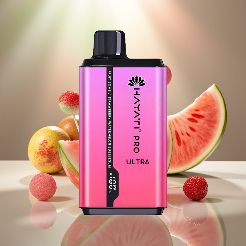 Hayati Pro Ultra 15000 Puffs Hedelmäpommi Mansikka-Vesimeloni Purukumi