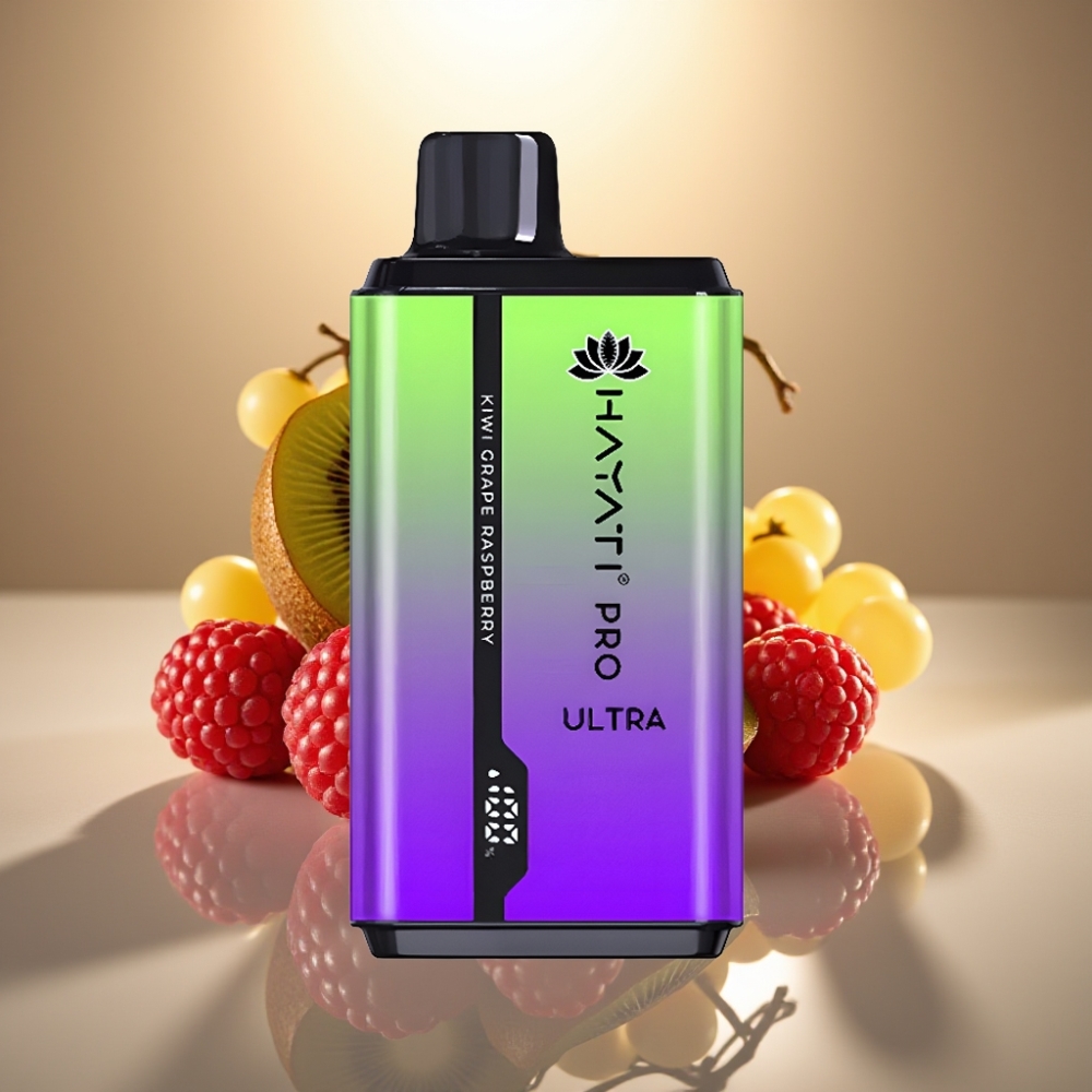 Hayati Pro Ultra 15000 Pusska Disposable Vape Kivi Viinirypäle Vadelma 850mAh Akku