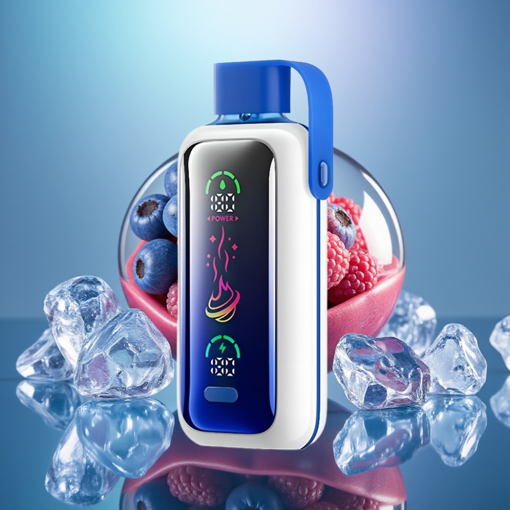 VOZOL Star 20000 Puffs Kertakäyttöhöyrystin Sininen Vadelma-Jää HD-peilinenäyttö